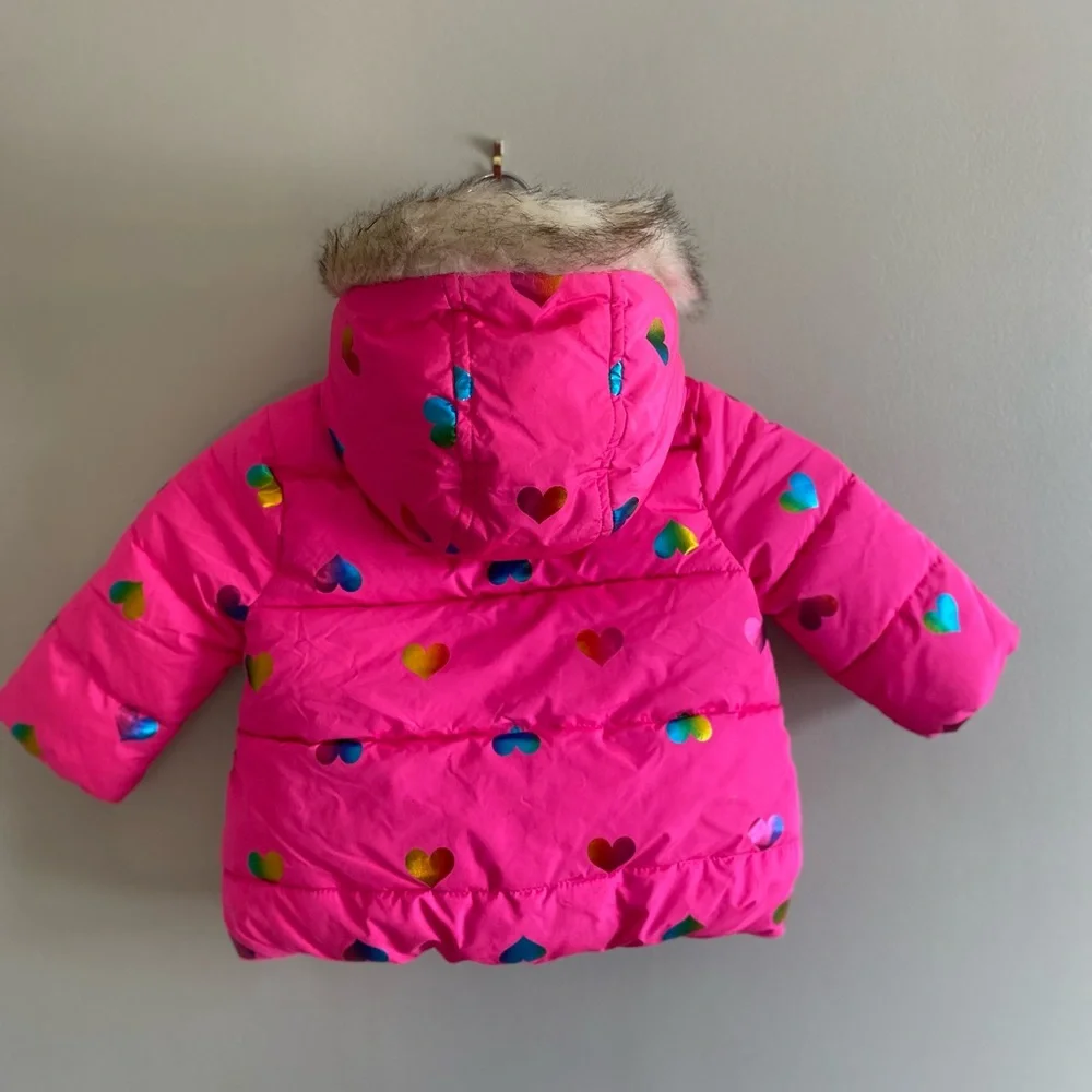 The Children's Place Pink Jacket Girl Size 12-18 Months Hearts Hooded‎ Coat
